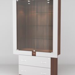 Витрина ЭЛЕКТРА №5-2 (задняя стенка - ДСП), Орех-Серый