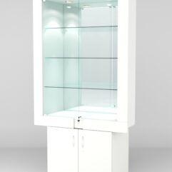 Витрина ЭЛЕКТРА №6-1 (задняя стенка - зеркало), Белый