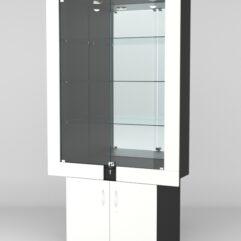 Витрина ЭЛЕКТРА №6-1 (задняя стенка - зеркало), Черный-Белый