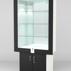 Витрина ЭЛЕКТРА №6-1 (задняя стенка - зеркало), Белый-Черный