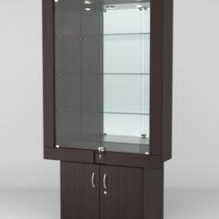 Витрина ЭЛЕКТРА №6-1 (задняя стенка - зеркало), Дуб Венге