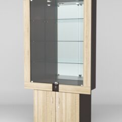 Витрина ЭЛЕКТРА №6-1 (задняя стенка - зеркало), Дуб Венге-Дуб Сонома