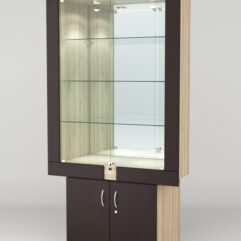 Витрина ЭЛЕКТРА №6-1 (задняя стенка - зеркало), Дуб Сонома-Дуб Венге