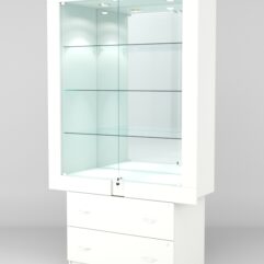 Витрина ЭЛЕКТРА №6-2 (задняя стенка - зеркало), Белый