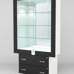 Витрина ЭЛЕКТРА №6-2 (задняя стенка - зеркало), Белый-Черный