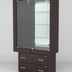 Витрина ЭЛЕКТРА №6-2 (задняя стенка - зеркало), Дуб Венге