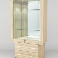 Витрина ЭЛЕКТРА №6-2 (задняя стенка - зеркало), Дуб Сонома