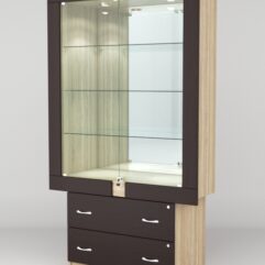 Витрина ЭЛЕКТРА №6-2 (задняя стенка - зеркало), Дуб Сонома-Дуб Венге
