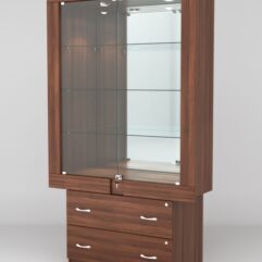 Витрина ЭЛЕКТРА №6-2 (задняя стенка - зеркало), Орех