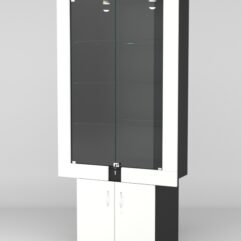 Витрина ЭЛЕКТРА №7-1 (задняя стенка - ДСП), Черный-Белый