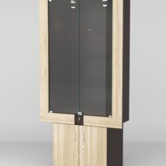 Витрина ЭЛЕКТРА №7-1 (задняя стенка - ДСП), Дуб Венге-Дуб Сонома