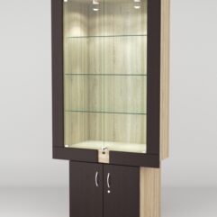 Витрина ЭЛЕКТРА №7-1 (задняя стенка - ДСП), Дуб Сонома-Дуб Венге