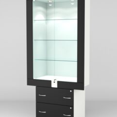 Витрина ЭЛЕКТРА №7-2 (задняя стенка - ДСП), Белый-Черный