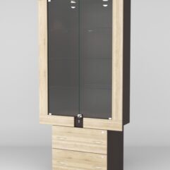 Витрина ЭЛЕКТРА №7-2 (задняя стенка - ДСП), Дуб Венге-Дуб Сонома