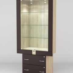 Витрина ЭЛЕКТРА №7-2 (задняя стенка - ДСП), Дуб Сонома-Дуб Венге