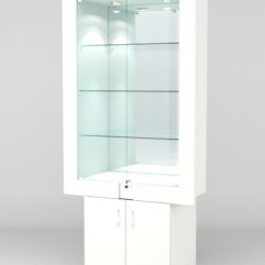 Витрина ЭЛЕКТРА №8-1 (задняя стенка - зеркало), Белый