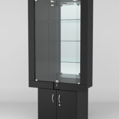 Витрина ЭЛЕКТРА №8-1 (задняя стенка - зеркало), Черный