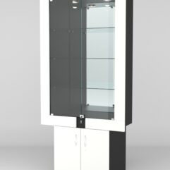 Витрина ЭЛЕКТРА №8-1 (задняя стенка - зеркало), Черный-Белый