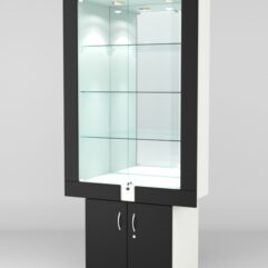 Витрина ЭЛЕКТРА №8-1 (задняя стенка - зеркало), Белый-Черный