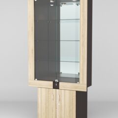 Витрина ЭЛЕКТРА №8-1 (задняя стенка - зеркало), Дуб Венге-Дуб Сонома