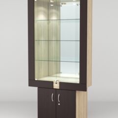 Витрина ЭЛЕКТРА №8-1 (задняя стенка - зеркало), Дуб Сонома-Дуб Венге