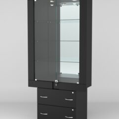 Витрина ЭЛЕКТРА №8-2 (задняя стенка - зеркало), Черный