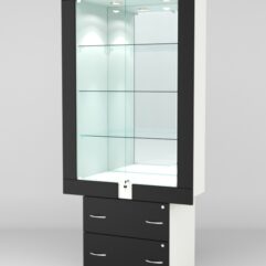 Витрина ЭЛЕКТРА №8-2 (задняя стенка - зеркало), Белый-Черный