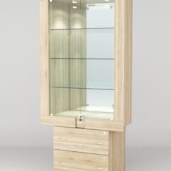 Витрина ЭЛЕКТРА №8-2 (задняя стенка - зеркало), Дуб Сонома