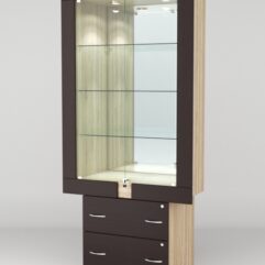 Витрина ЭЛЕКТРА №8-2 (задняя стенка - зеркало), Дуб Сонома-Дуб Венге
