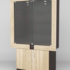 Витрина ЭЛЕКТРА №9-1 (задняя стенка - ДСП), Дуб Венге-Дуб Сонома