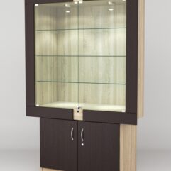 Витрина ЭЛЕКТРА №9-1 (задняя стенка - ДСП), Дуб Сонома-Дуб Венге