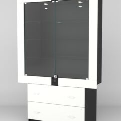 Витрина ЭЛЕКТРА №9-2 (задняя стенка - ДСП), Белый-Черный