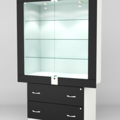 Витрина ЭЛЕКТРА №9-2 (задняя стенка - ДСП), Белый-Черный