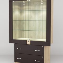 Витрина ЭЛЕКТРА №9-2 (задняя стенка - ДСП), Дуб Сонома-Дуб Венге