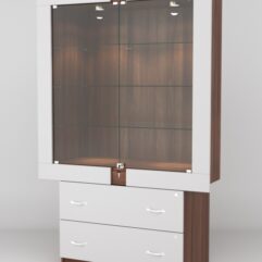 Витрина ЭЛЕКТРА №9-2 (задняя стенка - ДСП), Орех-Серый