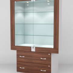 Витрина ЭЛЕКТРА №9-2 (задняя стенка - ДСП), Серый-Орех