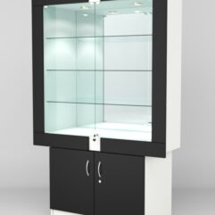 Витрина ЭЛЕКТРА №10-1 (задняя стенка - зеркало), Белый-Черный
