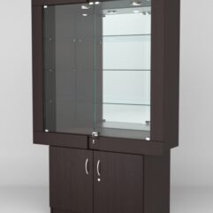 Витрина ЭЛЕКТРА №10-1 (задняя стенка - зеркало), Дуб Венге