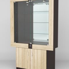 Витрина ЭЛЕКТРА №10-1 (задняя стенка - зеркало), Дуб Венге-Дуб Сонома