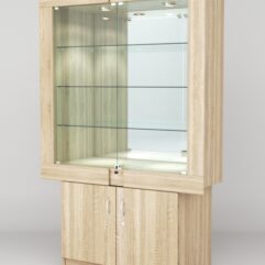 Витрина ЭЛЕКТРА №10-1 (задняя стенка - зеркало), Дуб Сонома