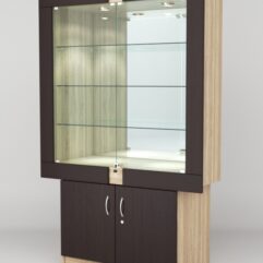 Витрина ЭЛЕКТРА №10-1 (задняя стенка - зеркало), Дуб Сонома-Дуб Венге