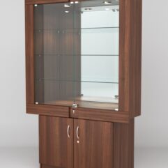 Витрина ЭЛЕКТРА №10-1 (задняя стенка - зеркало), Орех