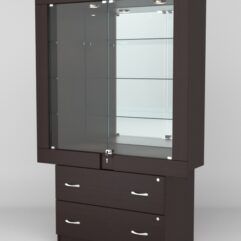 Витрина ЭЛЕКТРА №10-2 (задняя стенка - зеркало), Дуб Венге