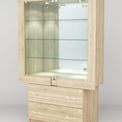 Витрина ЭЛЕКТРА №10-2 (задняя стенка - зеркало), Дуб Сонома