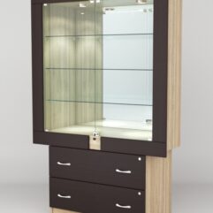 Витрина ЭЛЕКТРА №10-2 (задняя стенка - зеркало), Дуб Сонома-Дуб Венге