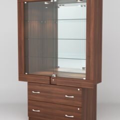 Витрина ЭЛЕКТРА №10-2 (задняя стенка - зеркало), Орех