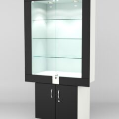 Витрина ЭЛЕКТРА №11-1 (задняя стенка - ДСП), Белый-Черный