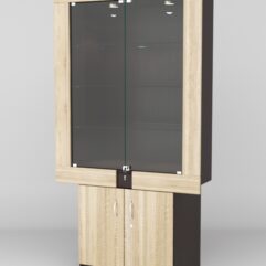 Витрина ЭЛЕКТРА №11-1 (задняя стенка - ДСП), Дуб Венге-Дуб Сонома