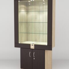 Витрина ЭЛЕКТРА №11-1 (задняя стенка - ДСП), Дуб Сонома-Дуб Венге