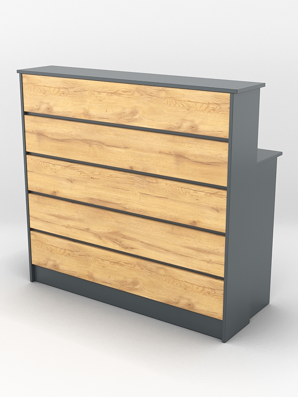 Ресепшн №51 для Фитнес Центра, Темно-серый и Дуб Золотистый